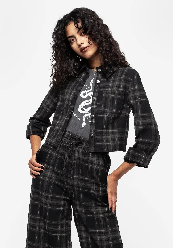 Clover Check Crop Shirt Ribbed T-Shirt High Neck Heavyweight