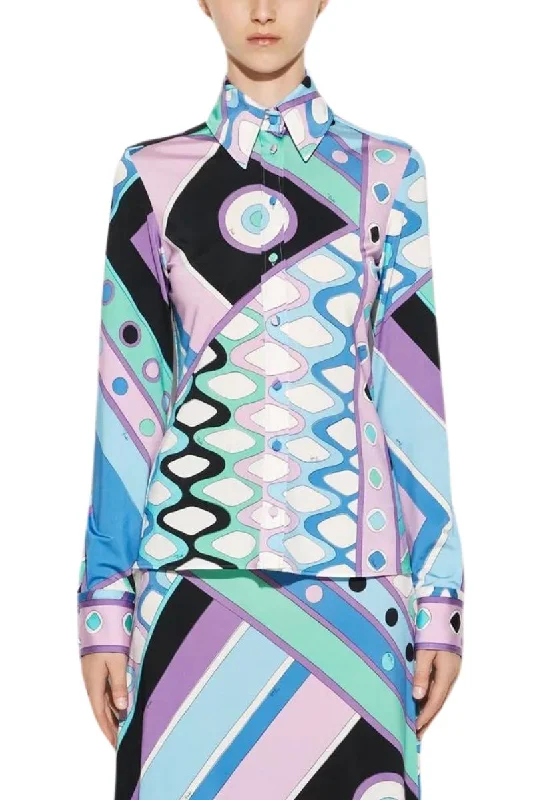 Vivara-Print Shirt Ribbed Striped Patterned