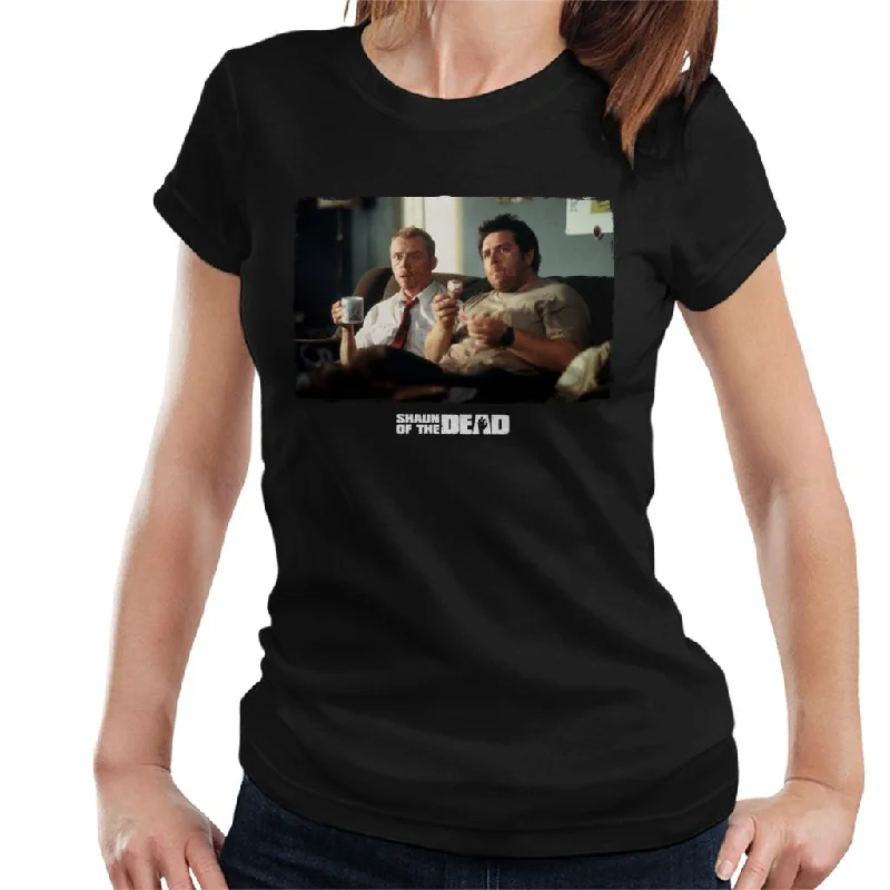 Shaun of the Dead Shaun And Ed Watching TV Women's T-Shirt Real Fur Shearling Chenille Shaun of the Dead Shaun And Ed Watching TV Women's T-Shirt Real Fur Shearling Chenille