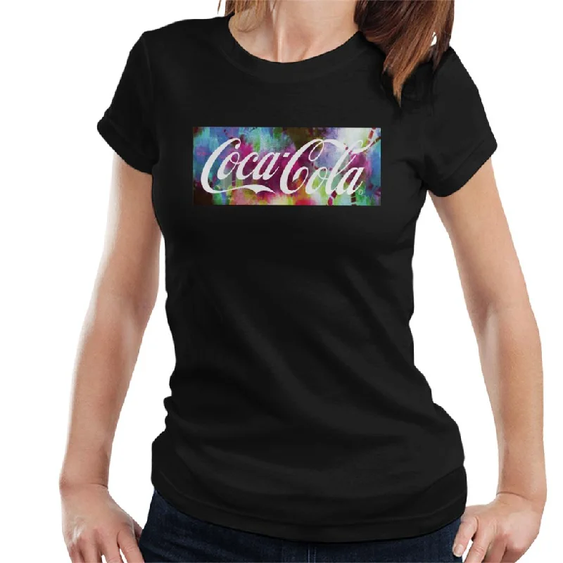 Coca Cola Colourful Backdrop Women's T-Shirt Elasticated Padded Insulated