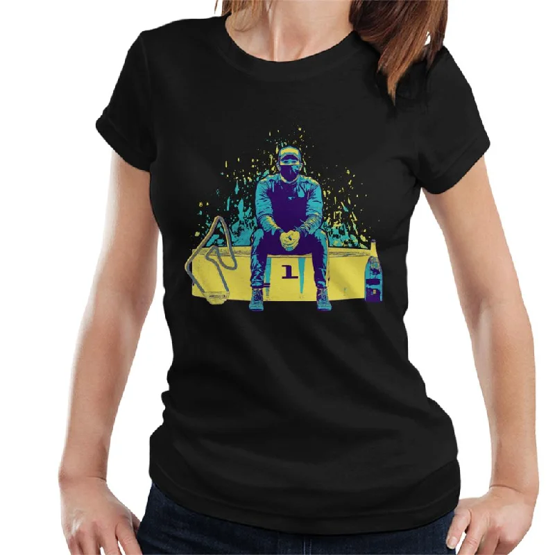 Motorsport Images Lewis Hamilton Sitting On Podium Women's T-Shirt Mesh Fabric Canvas Fabric Denim Fabric