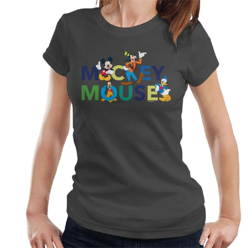Disney Mickey Mouse And Friends Colour Logo Women's T-Shirt Iron Safe Non-Iron Wrinkle Free
