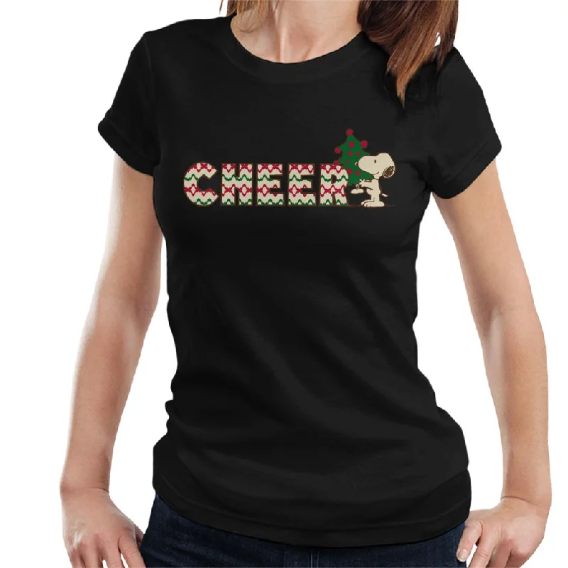 Peanuts Snoopy Christmas Cheer Women's T-Shirt Real Fur Shearling Chenille