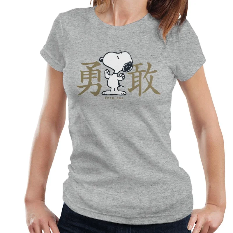 Peanuts Snoopy Fearless Women's T-Shirt Spandex Blend Rayon Blend Denim Blend