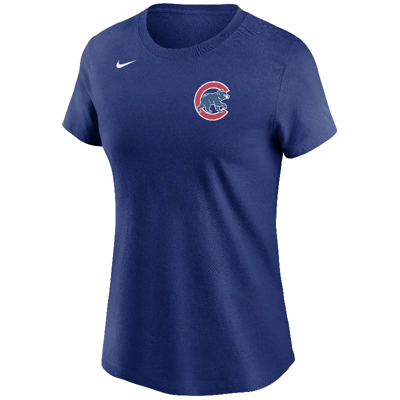 Chicago Cubs Nike Women's Royal Left Chest Logo T-Shirt Lace Blend Ribbed Blend Corduroy Blend