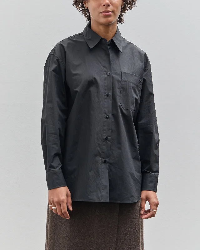 Mijeong Park Oversized Shirt, Black Spandex Blend Rayon Blend Denim Blend
