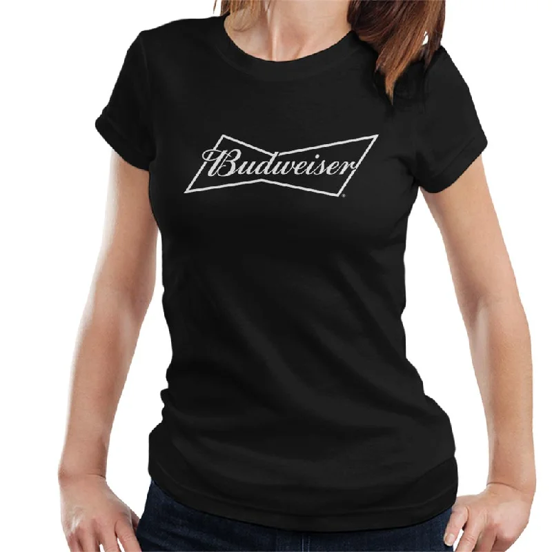 Budweiser White Logo Women's T-Shirt Satin Blend Silk Blend Wool Blend