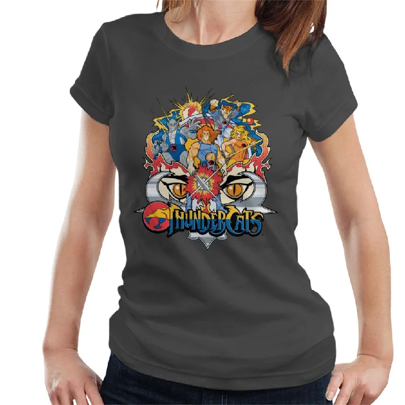 Thundercats Character Montage Women's T-Shirt Spandex Blend Rayon Blend Denim Blend