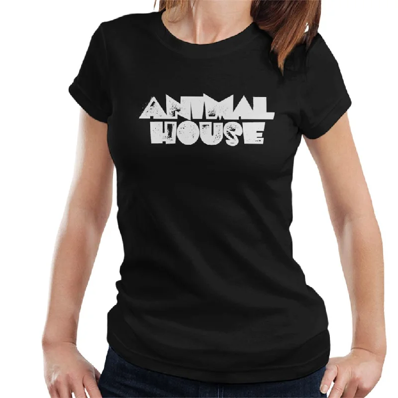 Animal House White Logo Women's T-Shirt Basic T-Shirt Crew Neck Short Sleeve