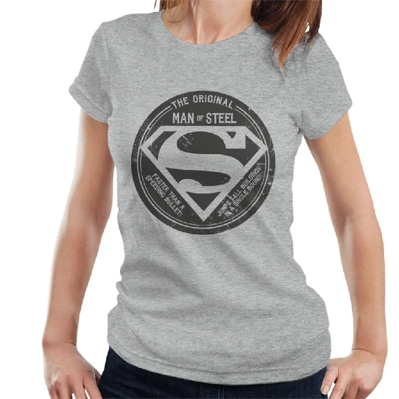 Superman The Original Man Of Steel Retro Women's T-Shirt Thin T-Shirt Open Front Quick Dry