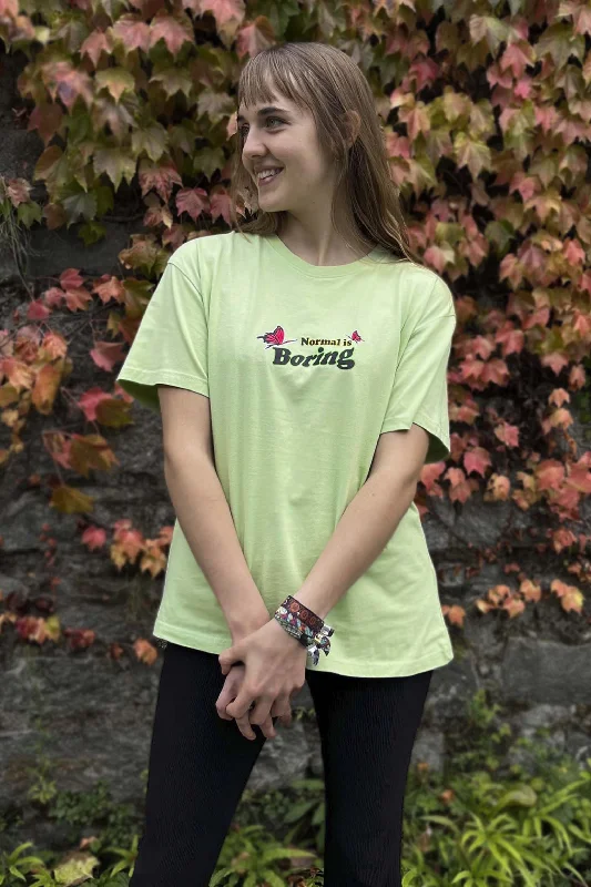 Normal is Boring Pastel Green T-shirt Mesh Blend Leather Blend Suede Blend