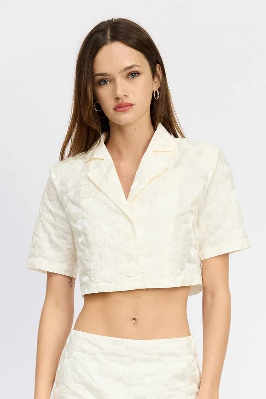 CROPPED SHIRT TOP Faux Fur Fabric Real Fur Fabric Shearling Fabric