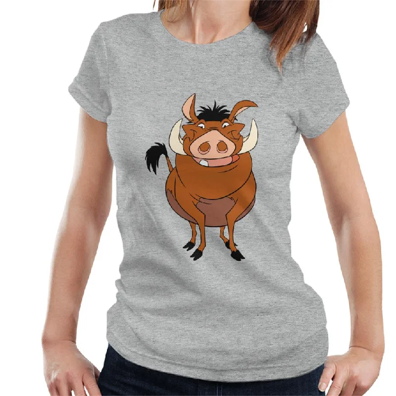 Disney Pumbaa Smile The Lion King Women's T-Shirt Graphic T-Shirt Round Neck Polyester