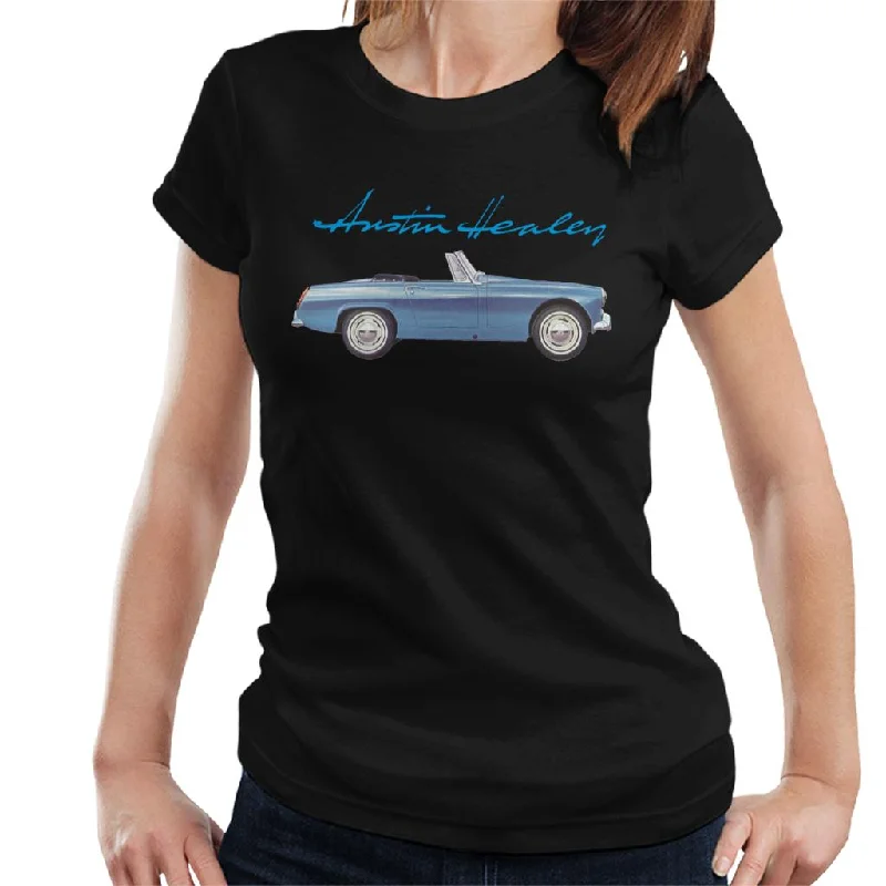 Austin Healey Blue British Motor Heritage Women's T-Shirt Elasticated Padded Insulated Austin Healey Blue British Motor Heritage Women's T-Shirt Elasticated Padded Insulated