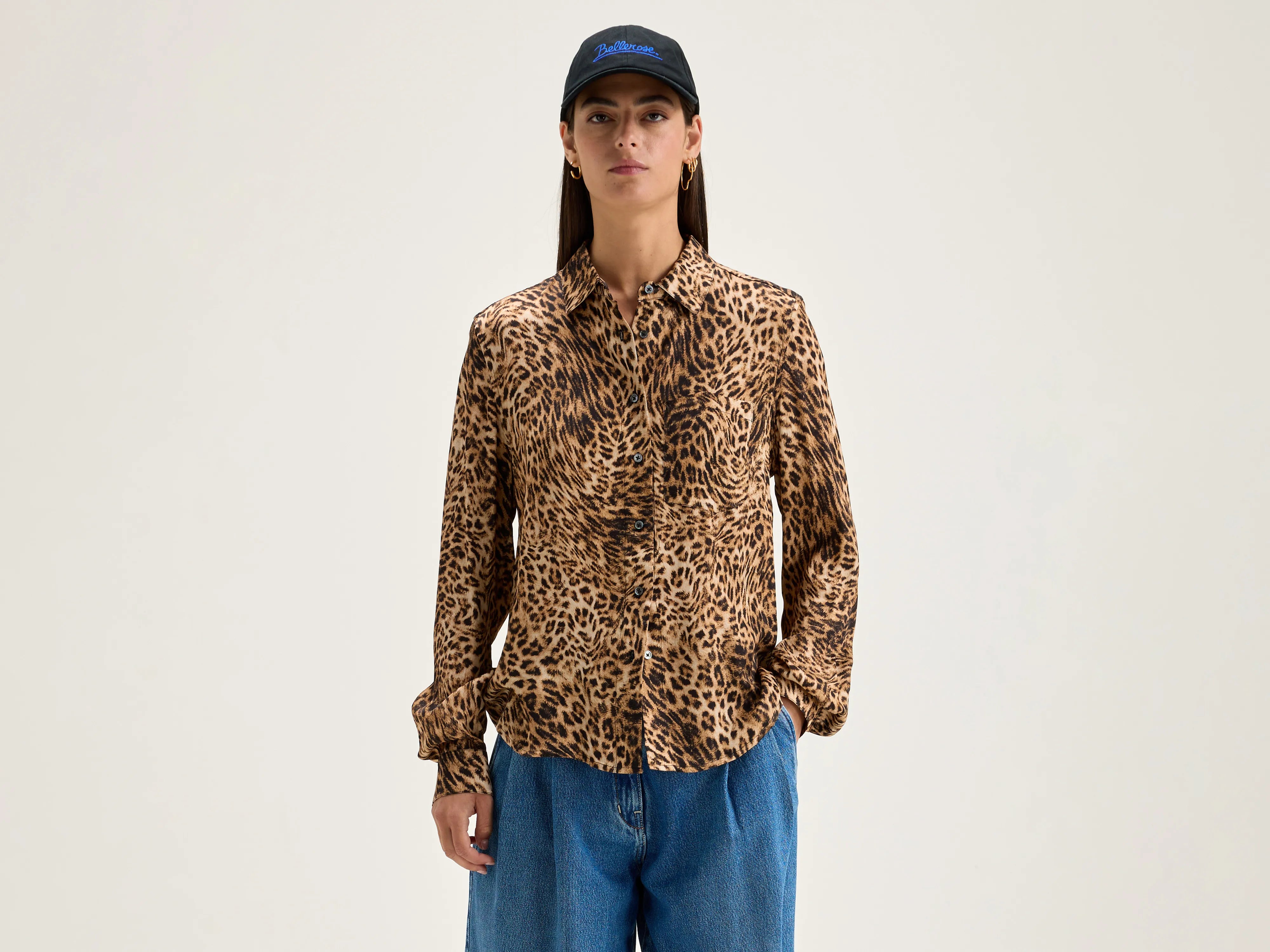 Pekin leopard shirt (242 / W / DISPLAY B) Jersey Fabric Tulle Fabric Batik Fabric