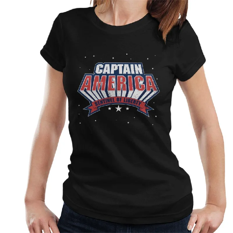 Marvel Sentinel Of Liberty Captain America Distressed Women's T-Shirt Knit Fabric Woven Fabric Fleece Fabric
