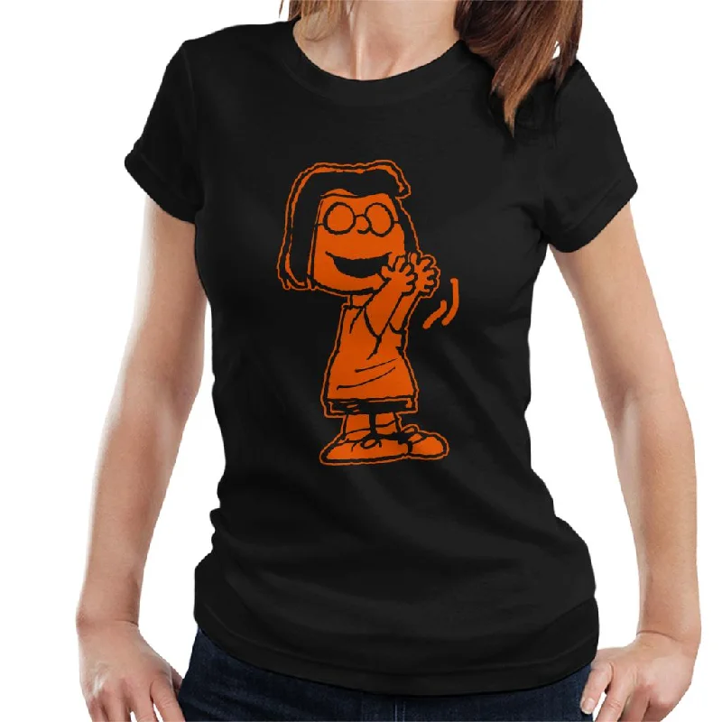 Peanuts Marcie Clap Neon Women's T-Shirt Spandex Blend Rayon Blend Denim Blend