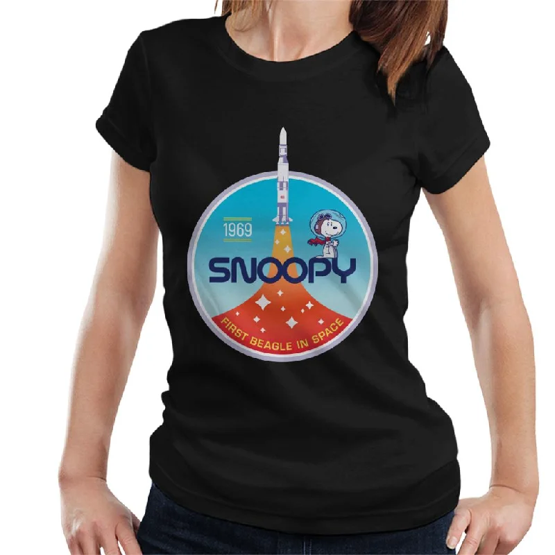 Peanuts Snoopy Rocket Take Off Women's T-Shirt Handmade Hand-knitted Hand-woven