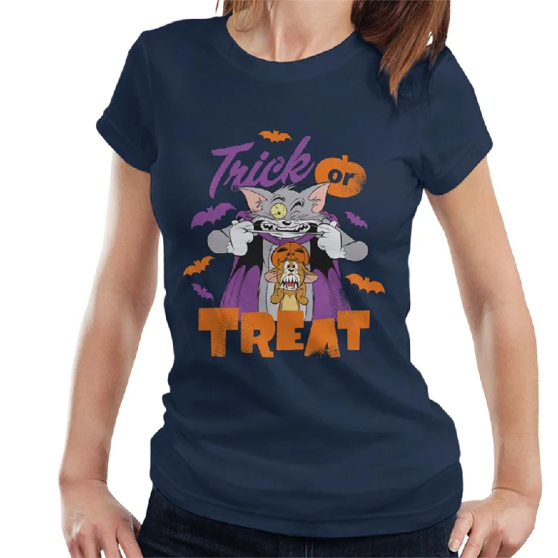 Tom and Jerry Halloween Trick Or Treat Scary Face Women's T-Shirt Layered Multi-layer Single Layer