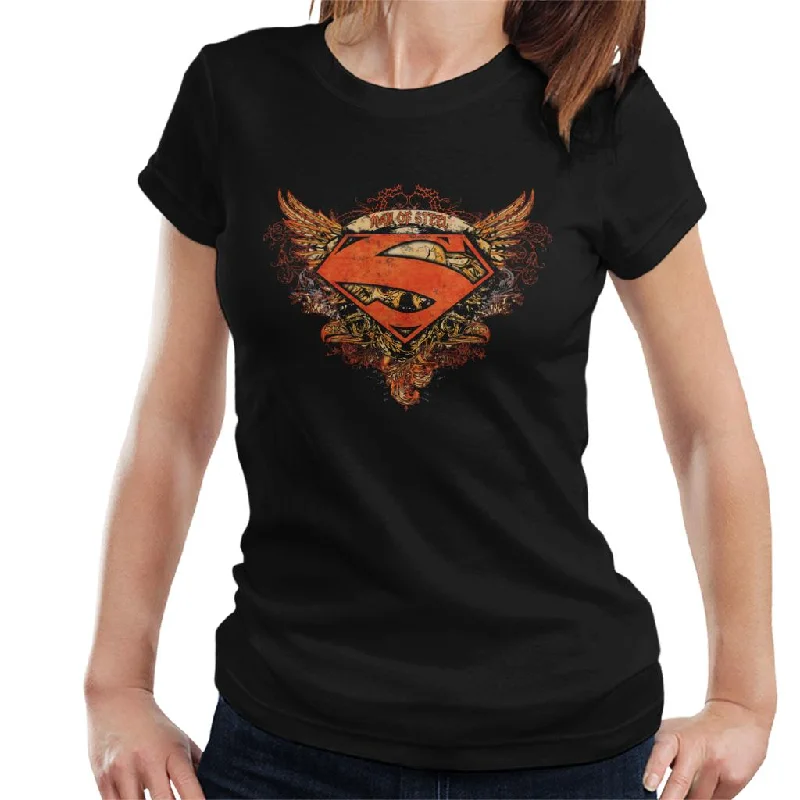 Superman Wings Tattoo Man Of Steel Women's T-Shirt Boxy Fit Fitted Loose