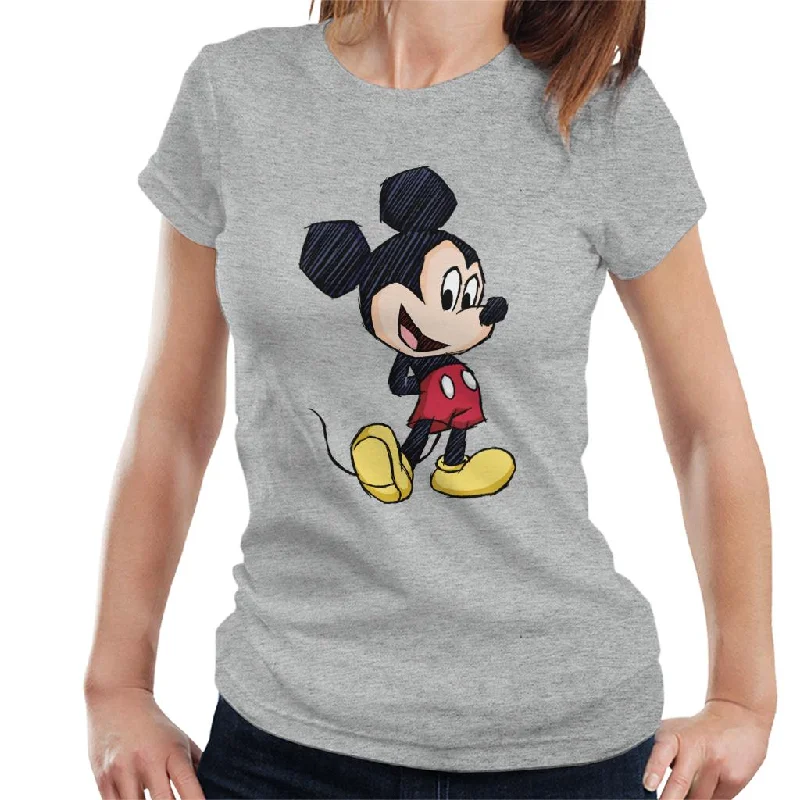 Disney Mickey Mouse Big Head Sketch Women's T-Shirt Modern Contemporary Chic