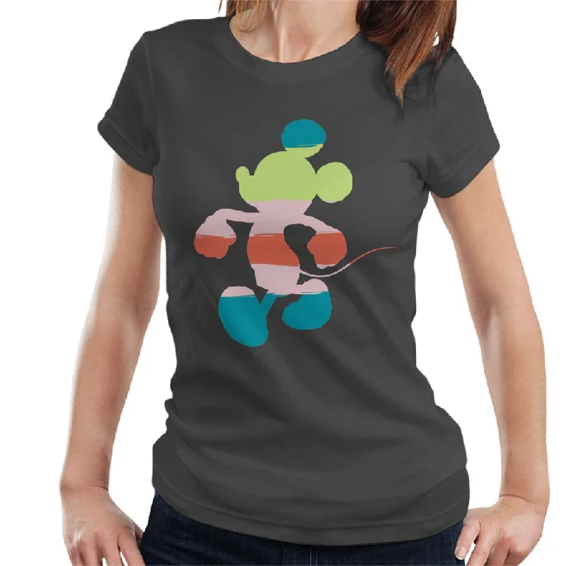 Disney Mickey Mouse Colour Silhouette Women's T-Shirt Chenille Brocade Lace