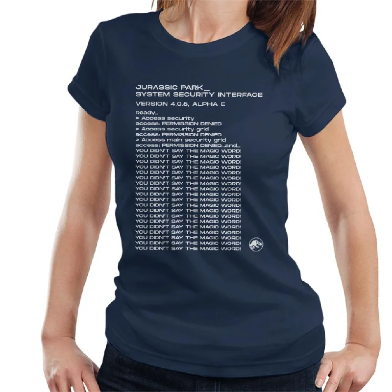 Jurassic Park System Security Interface Women's T-Shirt Terry Blend Velvet Blend Canvas Blend