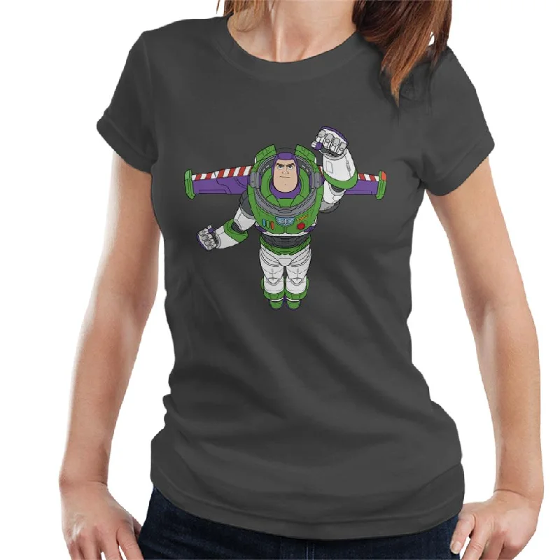 Disney Toy Story Buzz Lightyear Flight Pose Women's T-Shirt Welt Pockets Slit Pockets
