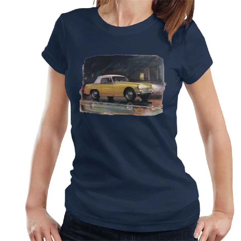 Austin Healey Yellow British Motor Heritage Women's T-Shirt Hooded Caped Shawl Collar Austin Healey Yellow British Motor Heritage Women's T-Shirt Hooded Caped Shawl Collar