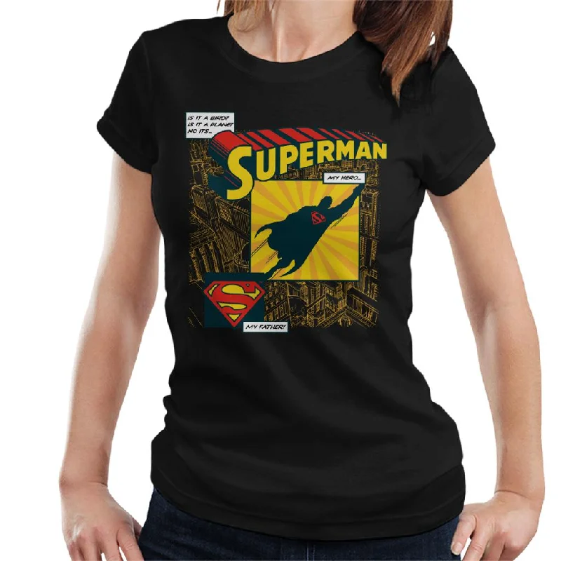 Superman Fathers Day My Hero My Father Women's T-Shirt Basic T-Shirt Crew Neck Short Sleeve
