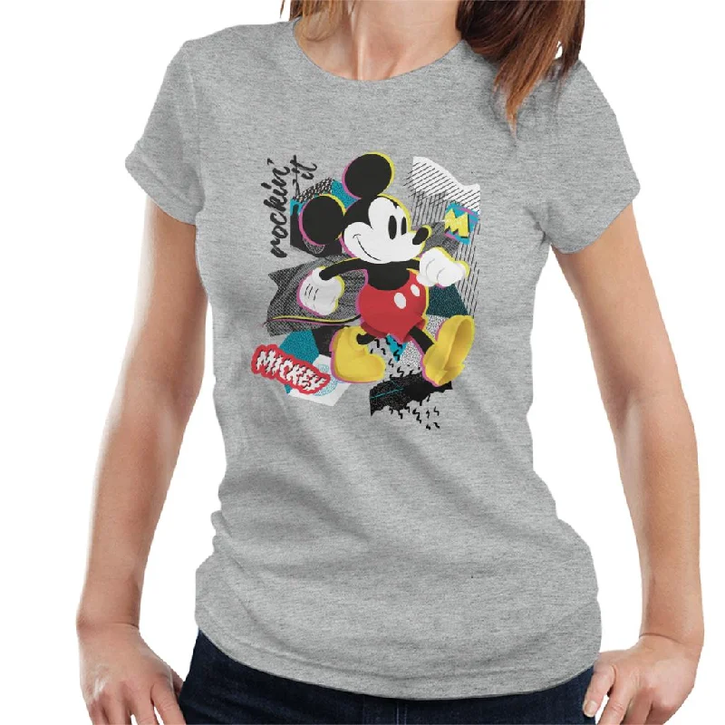 Disney Mickey Mouse Retro Pop Art Women's T-Shirt Mesh Canvas Denim
