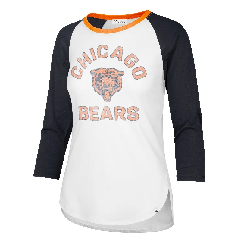 Chicago Bears Women's Overturn Frankie Raglan 3/4 Sleeve T-Shirt Terry Blend Velvet Blend Canvas Blend