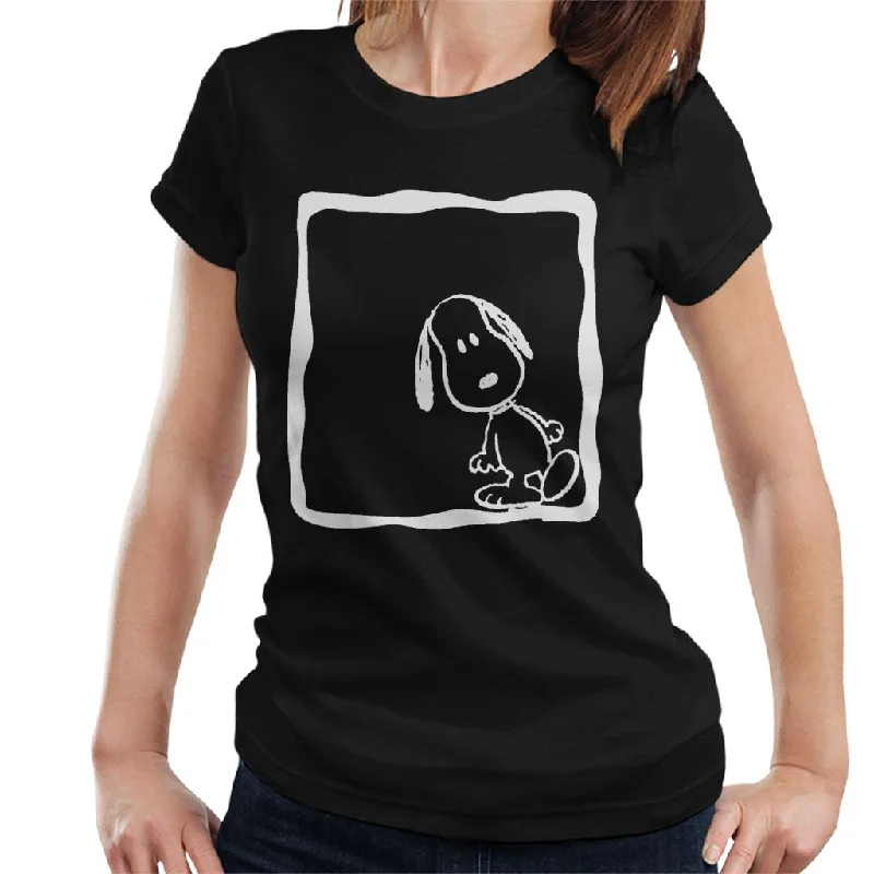 Peanuts Snoopy White Lean Women's T-Shirt Graphic Embroidered Appliqued