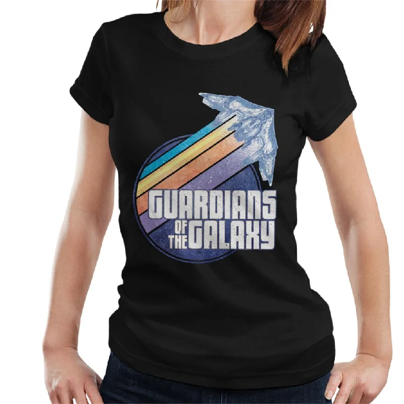 Marvel Guardians Of The Galaxy Ship Colour Streaks Women's T-Shirt Mesh Fabric Canvas Fabric Denim Fabric