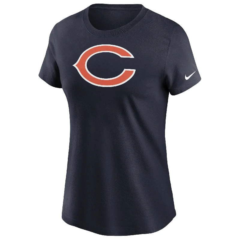 Chicago Bears Women's Nike Navy Crewneck C Logo T-Shirt Silk Blend Satin Velvet