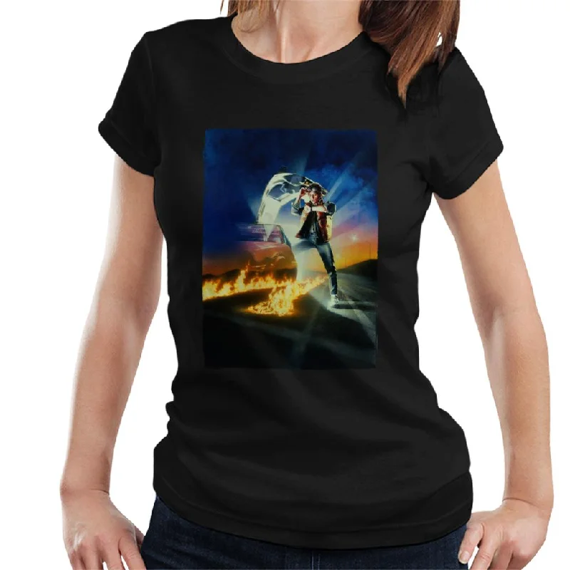 Back to the Future Marty Looking At His Watch Women's T-Shirt V-Neck T-Shirt Long Sleeve Cotton