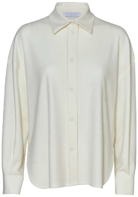 Oversized Shirt Superfine Merino Off White Hooded Caped Shawl Collar