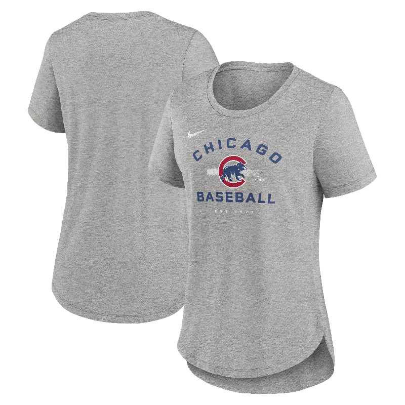 Chicago Cubs Nike Woman's Hot Prospect Tri-Blend T-Shirt Polka Dot Checkered Tartan