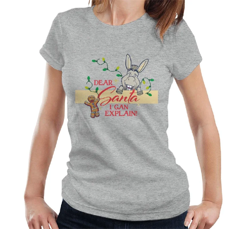 Shrek Christmas Donkey Dear Santa I Can Explain Women's T-Shirt Elasticated Padded Insulated