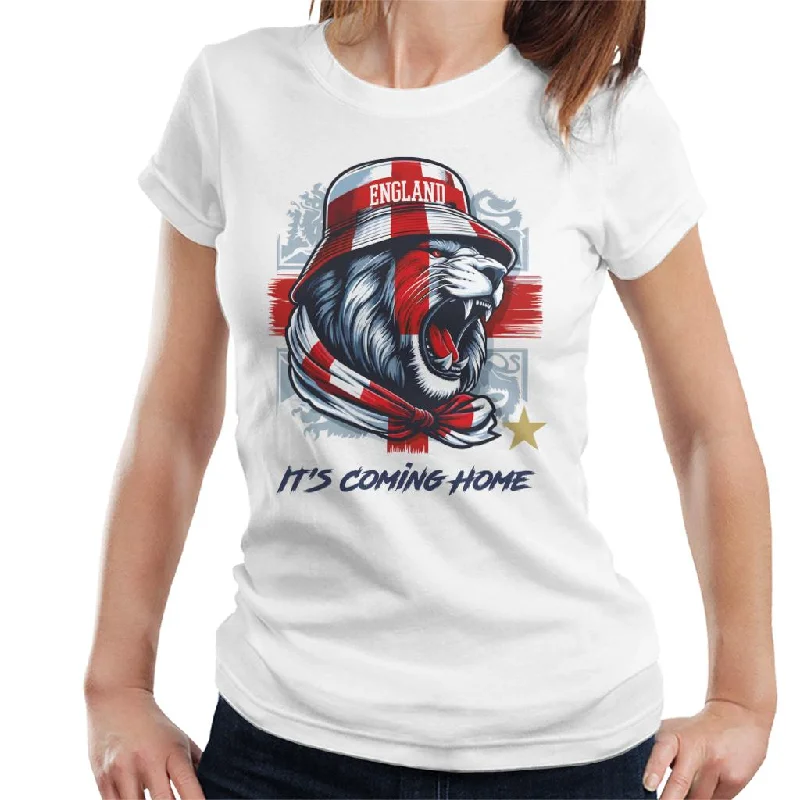 England It's Coming Home Lion Roar Euro Football Women's T-Shirt Polka Dot Checkered Tartan