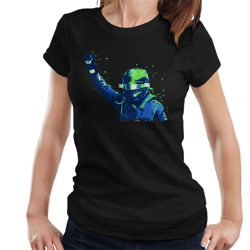 Motorsport Images Lewis Hamilton Celebrates Victory Women's T-Shirt Chenille Fabric Brocade Fabric Lace Fabric