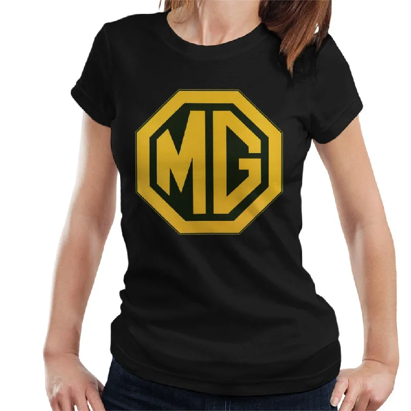 MG Gold Logo British Motor Heritage Women's T-Shirt Chenille Brocade Lace