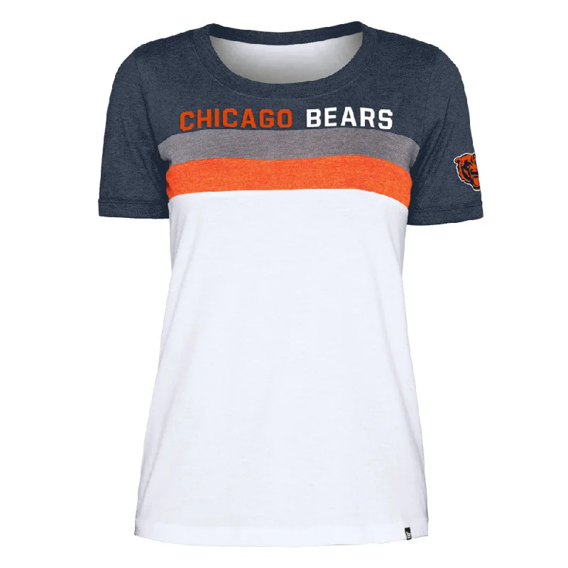 Chicago Bears Women's Throwback Striped Bi-Blend T-Shirt Fashionable Trendy Casual