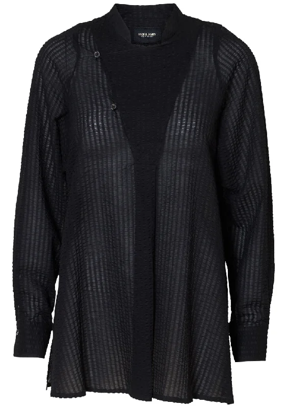 Elora Shirt Black Collared Crew Neck Turtle Neck