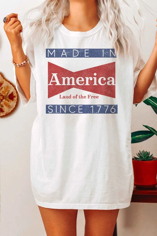 MADE IN AMERICA OVERSIZED GRAPHIC TEE / T-SHIRT Beaded Sequined Faux Fur