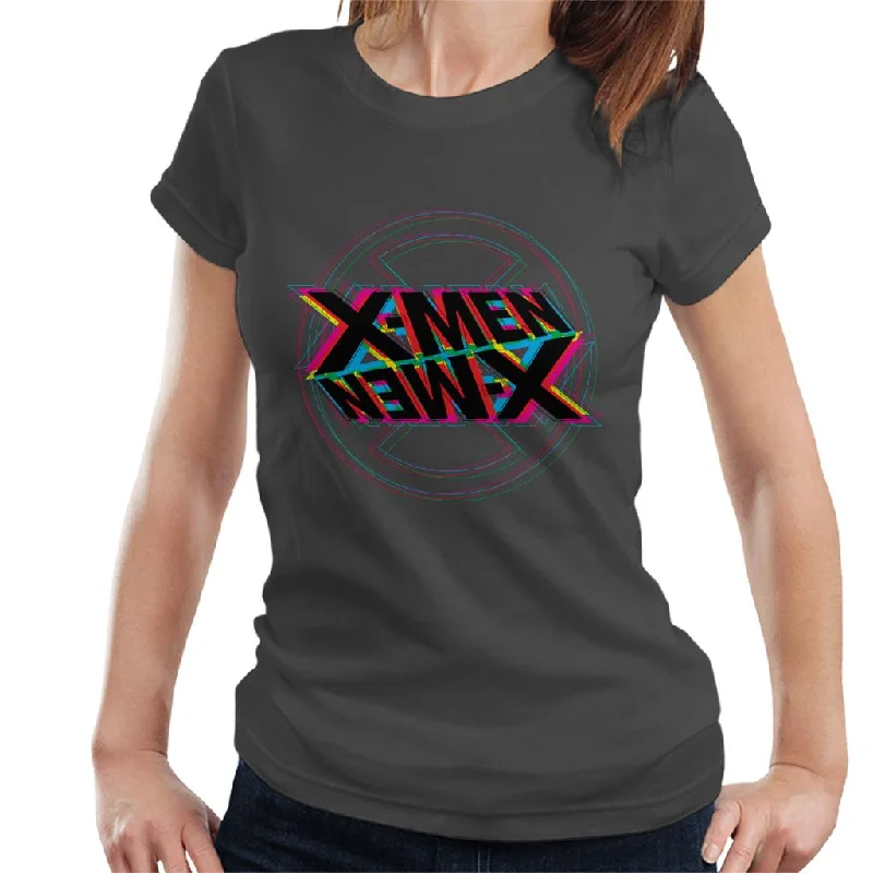 Marvel X Men Multicolour Text Logo Abstract Art Women's T-Shirt Lace Blend Ribbed Blend Corduroy Blend