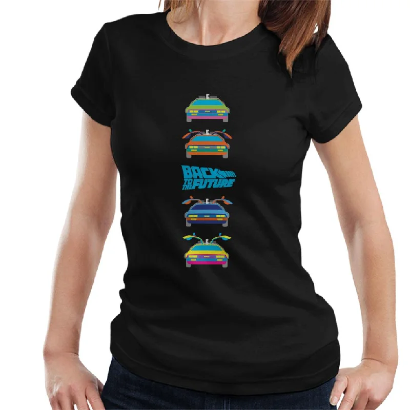 Back to the Future Delorean Doors Opening Colourful Design Women's T-Shirt Layered Multi-layer Single Layer Back to the Future Delorean Doors Opening Colourful Design Women's T-Shirt Layered Multi-layer Single Layer
