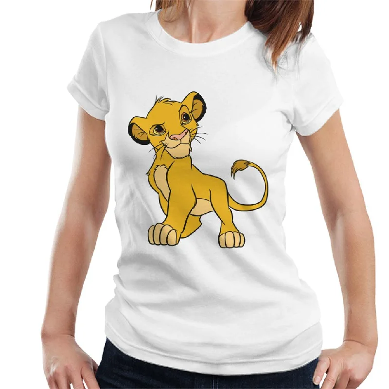 Disney Smiling Simba The Lion King Women's T-Shirt Fitted T-Shirt Seamless Stretchy