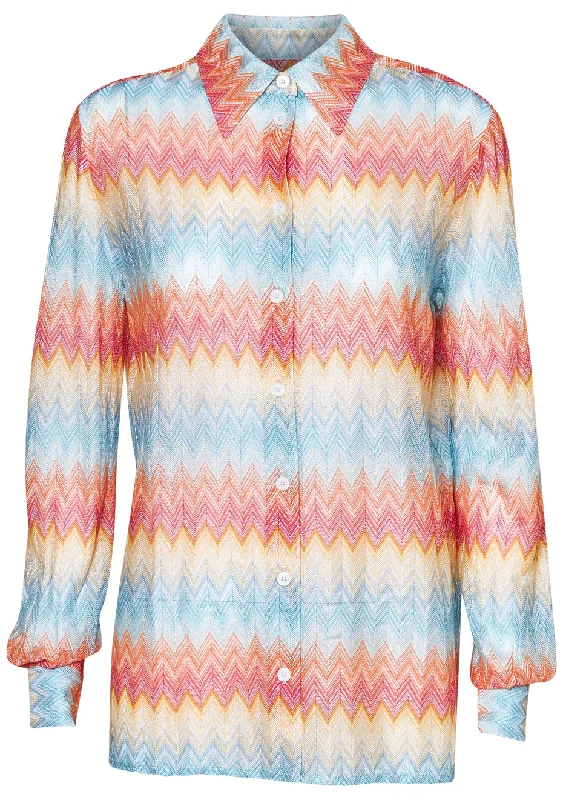 Regular Multicolour Chevron Shirt Basic T-Shirt Crew Neck Short Sleeve
