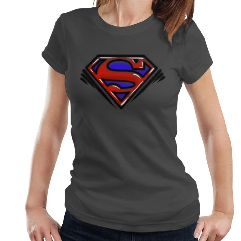 Superman Classic S Logo Pop Art Dot Style Women's T-Shirt Welt Pockets Slit Pockets